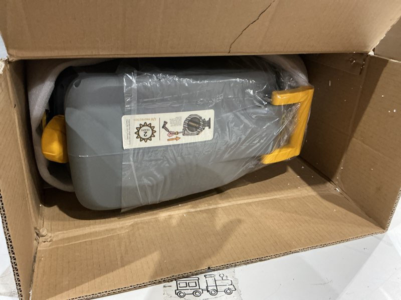 Condition photo showing As Is for glahoden retractable garden hose reel - 1/2 in x 130 ft upgraded uv resistant automatic wall mounted water hose reel 3/4 in brass fitting 9 pattern nozzle any length lock slow retraction 180°swivel 1/2" 130ft light gray