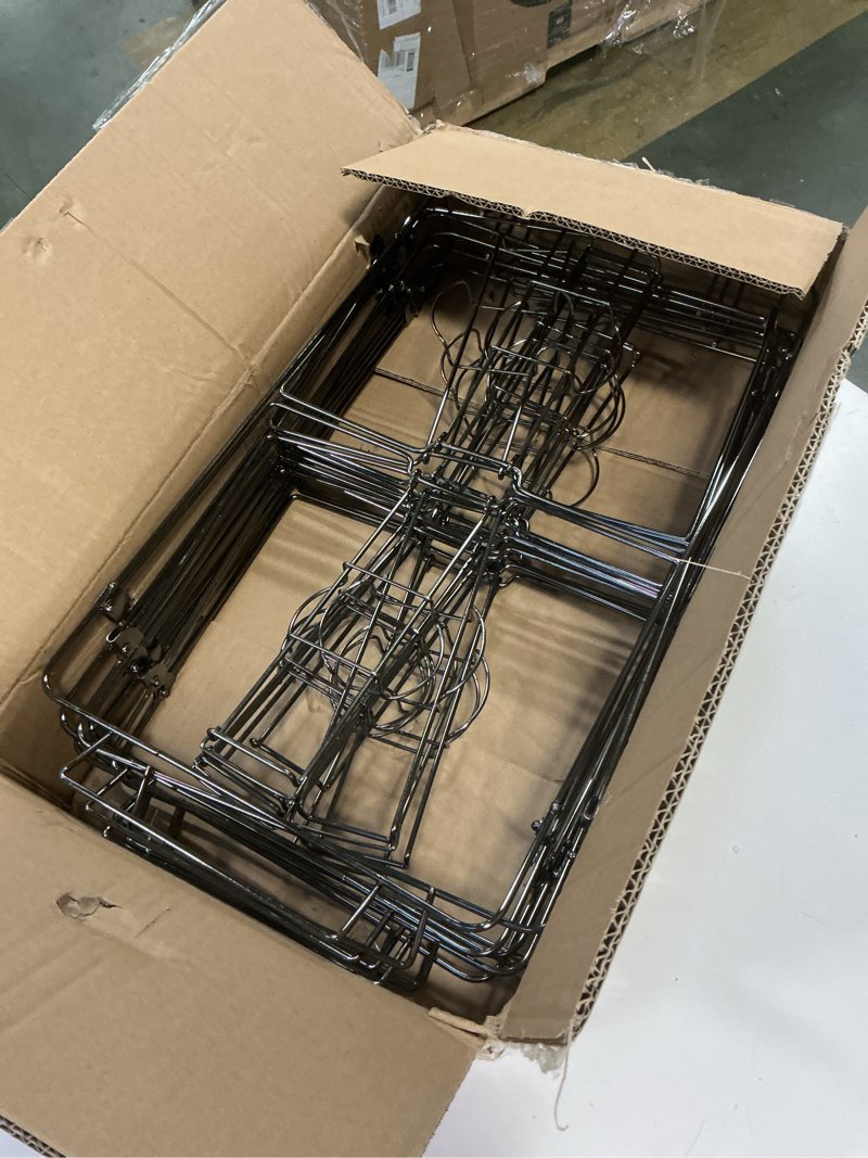 Condition photo showing New/Like New for Geosar 32 Pack Wire Buffet Rack Stand Folding Chafing Stand Chrome Frame Serving Trays Food Warmer with Plastic Tongs Forks and Spoons for Christmas Thanksgiving Home Party Catering Supplies(Black)