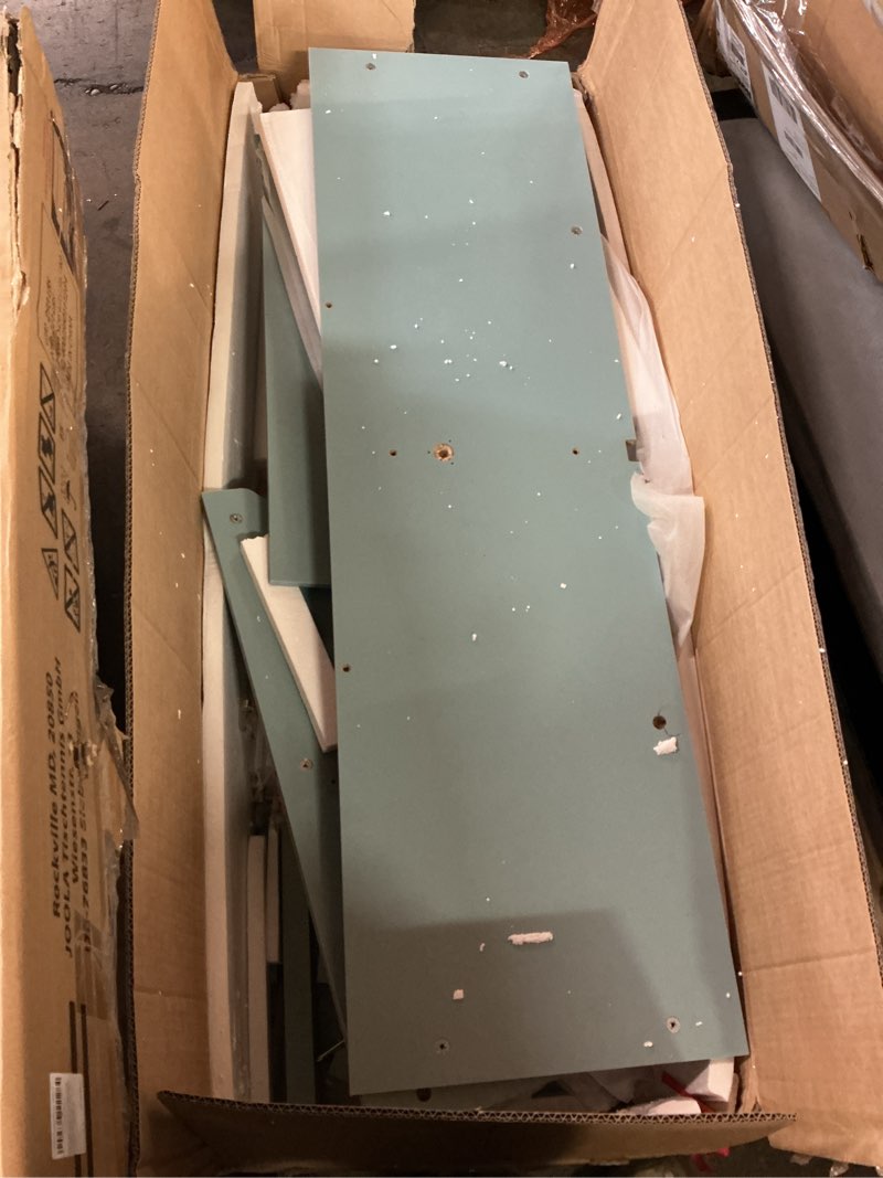 Condition photo showing As Is for Similar Incomplete Farmhouse 4 Drawer Dresser Set for Bedroom, Tall Rustic Chests of Drawers w/ 4 Solid Wood Feet, Mid Century Vintage Wooden Closet Storage Dressers Organizer for Living Room,Light Blue