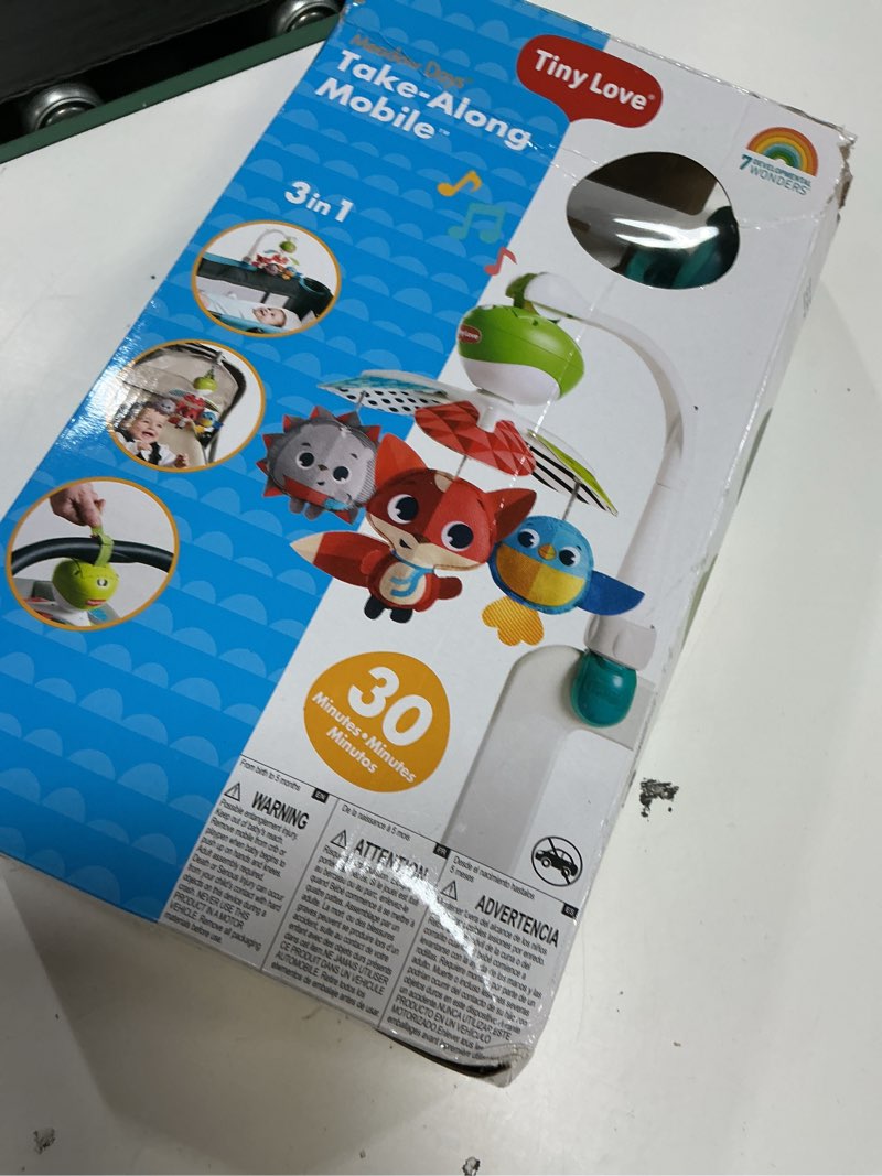 Condition photo showing As Is for tiny love meadow days baby mobile for crib, newborn baby toys, portable mobile
