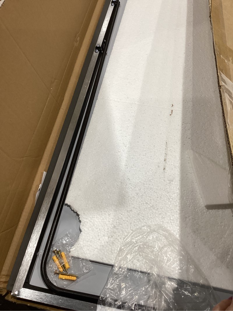 Condition photo showing Good Condition for rowjut floor mirror arched full length mirrors, mirror full length standing hanging or leaning against wall, 59"x18" large full body and wall mounted mirror for bedroom living room, silver silver 59"l x 18"w