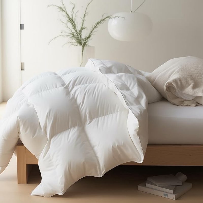 Maple&Stone Comforter, Insert with 8 Corner Tabs, All Season Down Comforter with Cotton Cover, Luxury Hotel Bedding , White (Size 108 in.x 98 in )