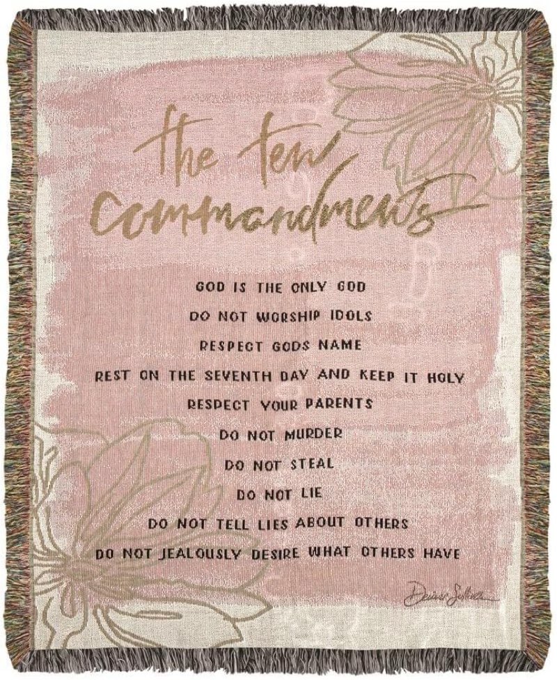 Manual Ten Commandments Pink Tapestry Throw Blanket, 60-inch Length, Home Decoration
