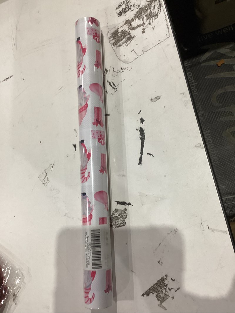 Condition photo showing New/Like New for Flyhill Reversible Christmas Wrapping Paper Roll-17 Inch X 33 Feet - Pink Gnomes,Gift Box with Grid Gift Wrap Suitable for Chrsitmas, Holiday, Party,Celebration 17Inch*33FT Pink Gift Gnomes