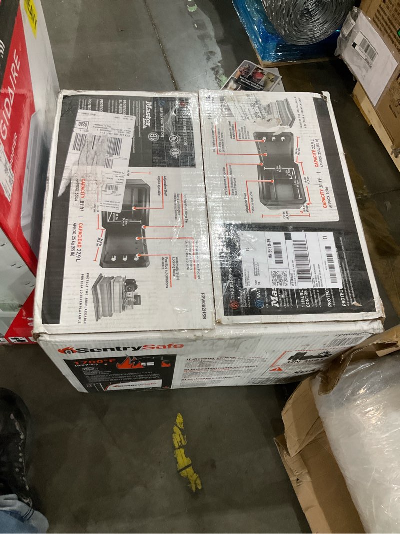 Condition photo showing Good Condition for sentrysafe fireproof and waterproof large safe with digital keypad, override key, and adjustable shelf for home, dorm, or office, 0.81 cubic feet, fpw082hsb 1-hr. fireproof, keypad override key with shelf and bolt-down