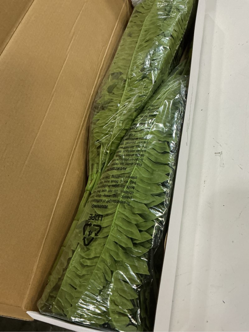 Condition photo showing New/Like New for 35" ferns artificial bush plants large, 2 artificial boston ferns with 39 fronds for outdoors home decor