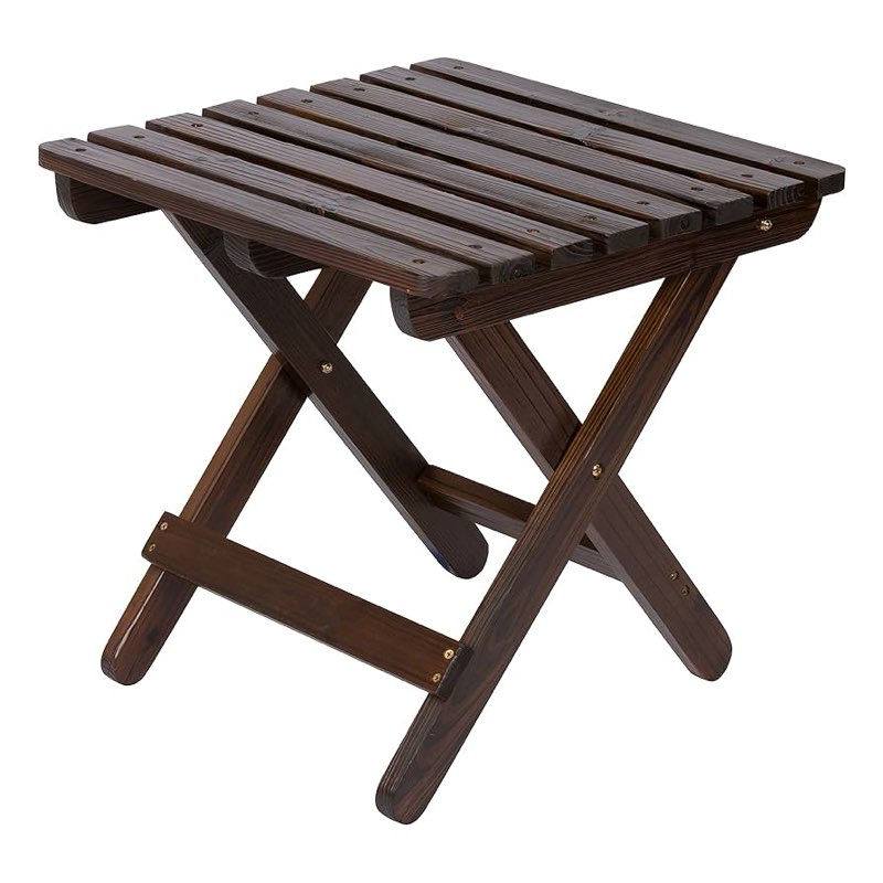 Shine Company Square Wooden Folding Solid Wood Side Table