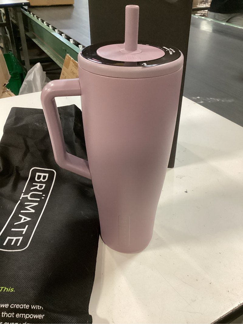 Condition photo showing Good Condition for BrüMate Era 40 oz Tumbler with Handle and Straw | 100% Leakproof Insulated Water Bottle Tumbler with Lid and Flexible SoftSip Straw | Made of Stainless Steel | Cup Holder Friendly | 40oz (Lilac Dusk) Lilac Dusk 40oz