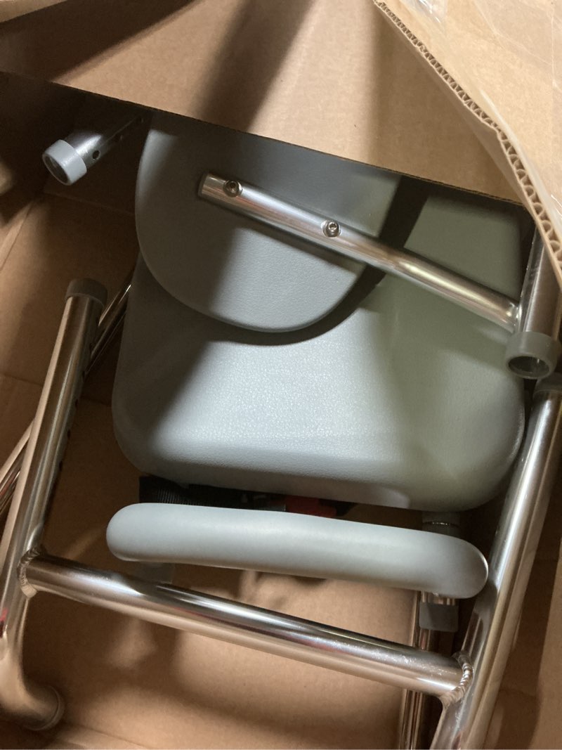 Condition photo showing As Is for shower chair for inside shower,sliding shower chair for elderly and disabled,with 360°swivel seat,tub transfer bench,with security belt,adjustable height with one touch slide button,gray