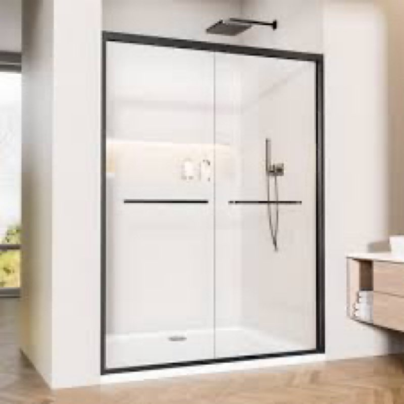 56”- 60\" W X 70\" H  Double Sliding Full Aluminum Frame Shower Door with 8mm Tempered Glass INCOMPLETE 