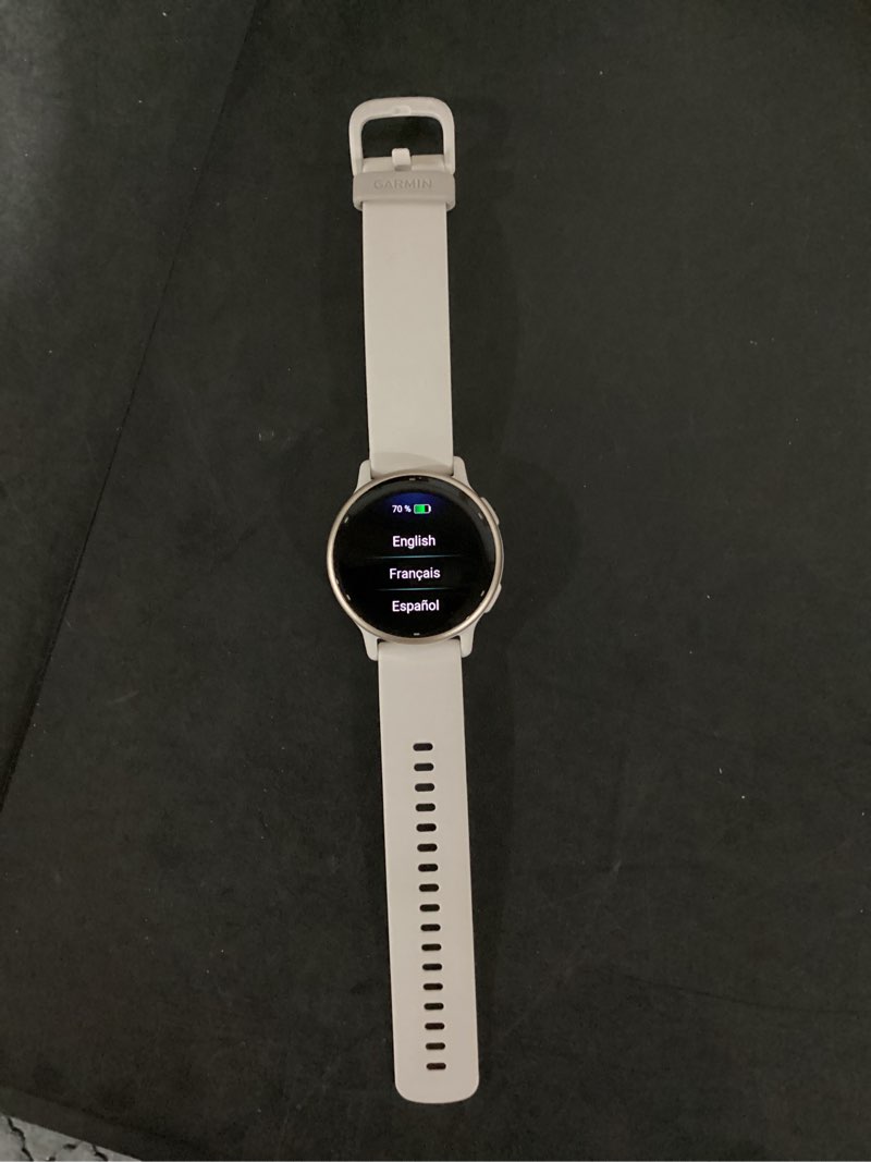 Condition photo showing New/Like New for working verified garmin vivoactive 5, ivory
