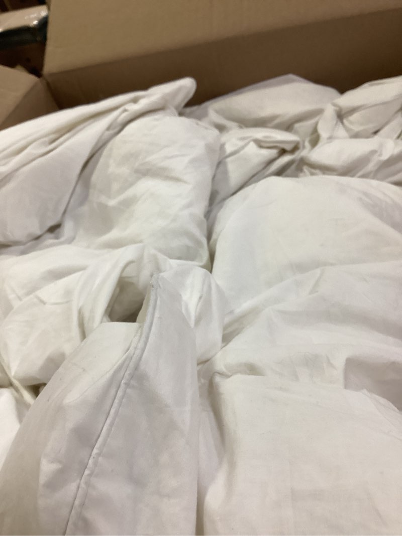 Condition photo showing Good Condition for Hotel Grand Luxury White Goose Feather Down Fiber Comforter King Size, 100% Cotton All Season Duvet Insert King, Fluffy Medium Warmth Bedding Comforter with 8 Corner Loops, White 106x90 Inch All Season King