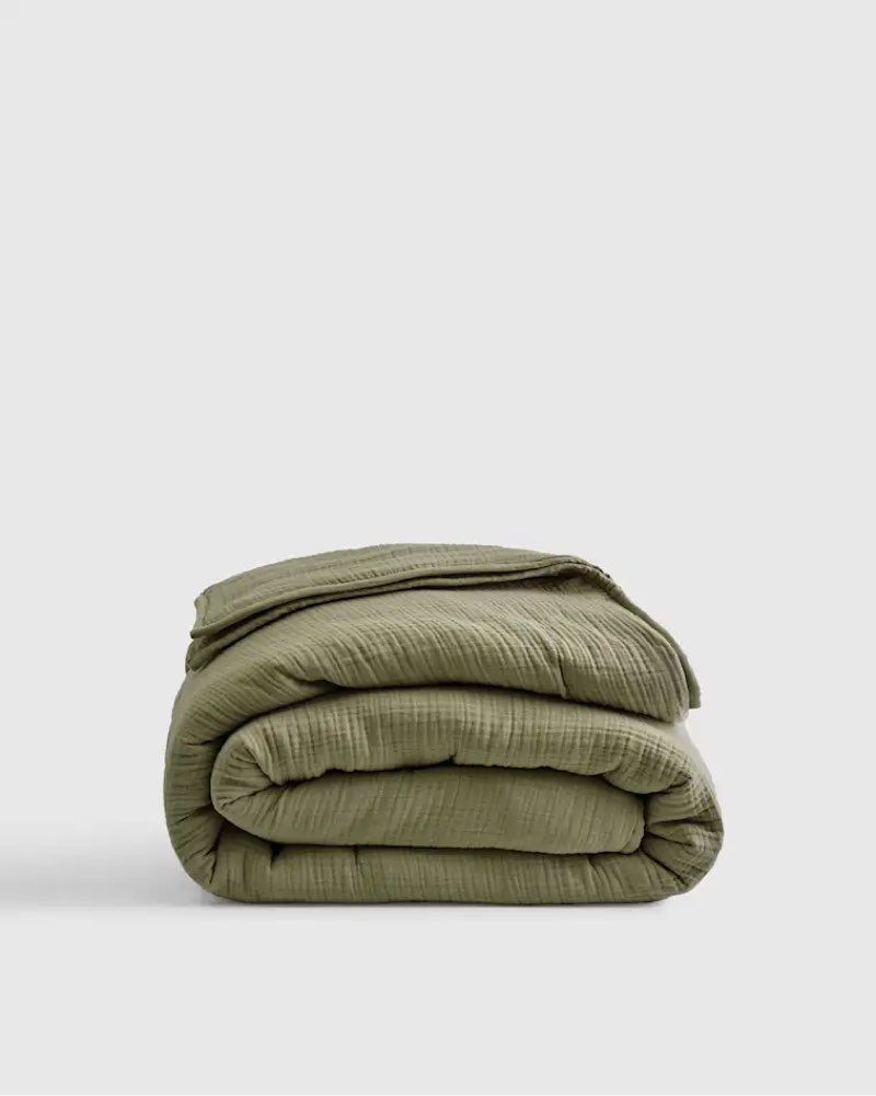 quince organic airy gauze blanket, king/cal king, olive