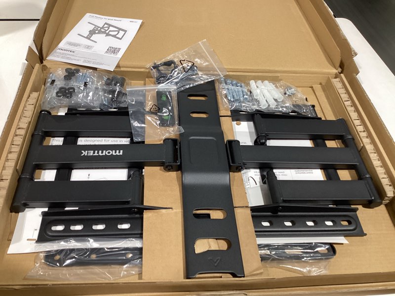 Condition photo showing Good Condition for montek 1.1" ultra slim tv wall mount for 37-75 inch tvs, 132lbs heavy duty, 4x weight tested, full motion articulating bracket, max vesa 400x400mm, fits 16/18" studs 37"-75" low profile