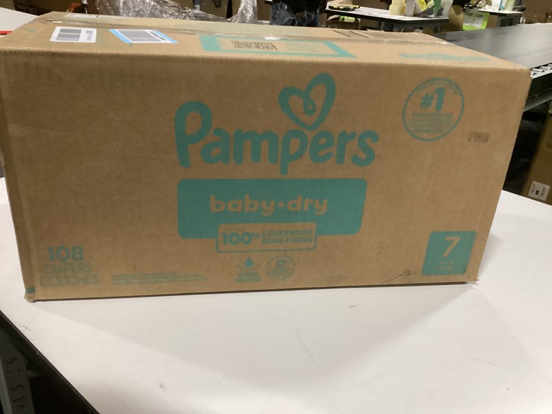 Condition photo showing Good Condition for Pampers Diapers - Baby Dry - Size 7, 108 Count, Absorbent Disposable Infant Diaper (Packaging May Vary) Size 7 108