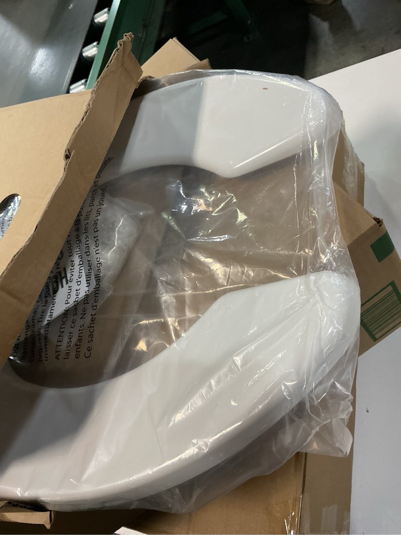 Condition photo showing As Is for WSSROGY Commercial Round Plastics White Toilet Seat Front Open, Heavy-Duty up to 550lbs,Grip-Tight Bumpers, Quick-Attach Hardware for Easy Clean