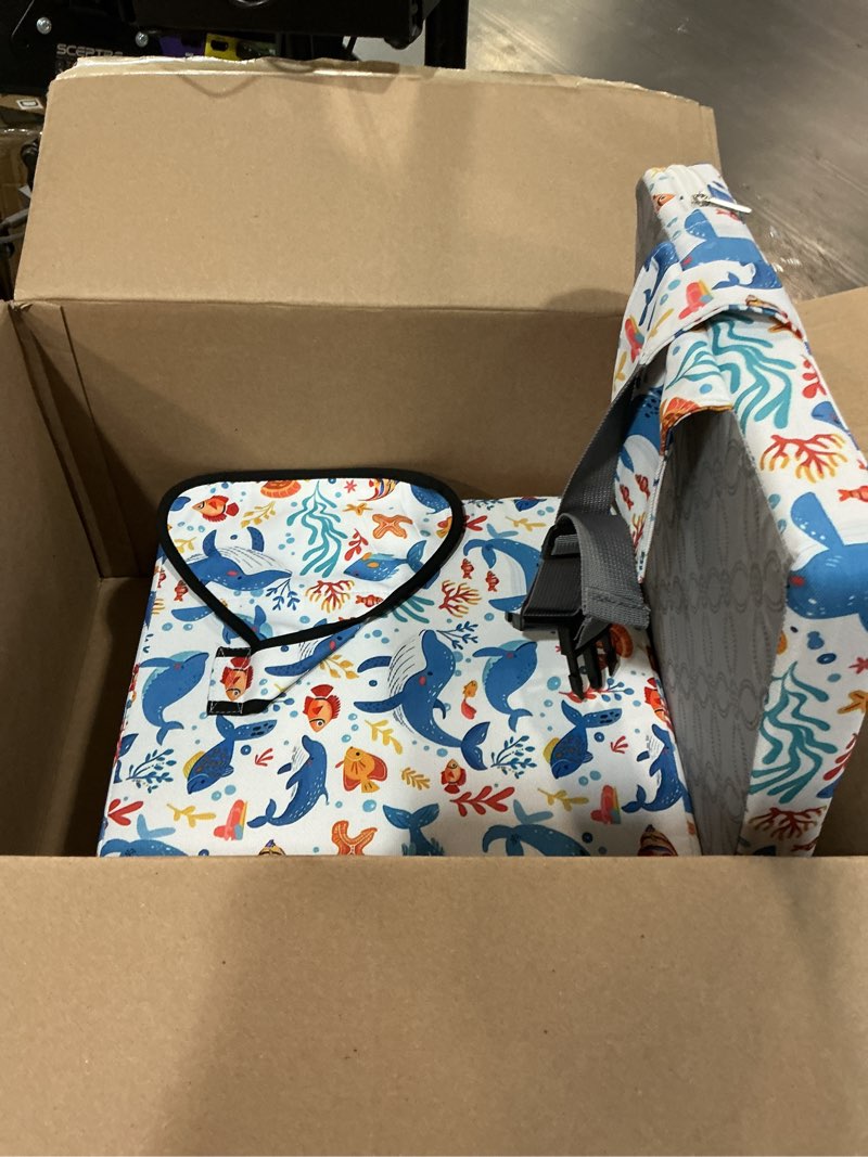 Condition photo showing Good Condition for booster seat for dining table, toddler booster seat for dining table with safety buckles, anti-scratch easy cleaning toddler seat for table (white-fish)