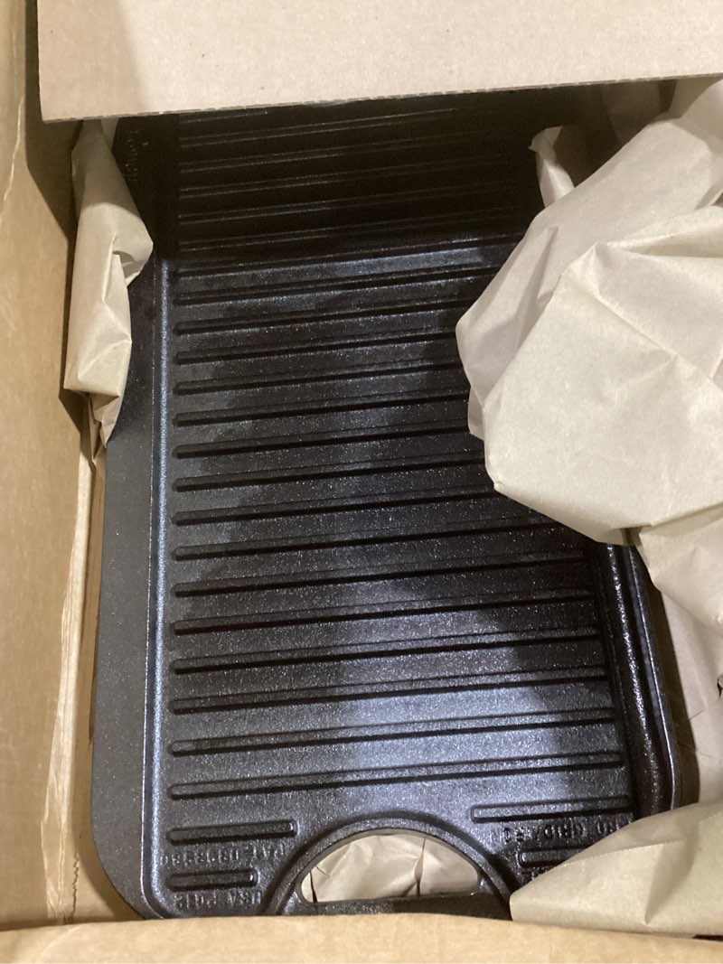 Condition photo showing As Is for lodge 20 x 10.44 inch pro-grid reversible cast iron grill/griddle – double burner cookware, pre-seasoned, non-toxic, made in usa, for stovetop, oven, grill & campfire