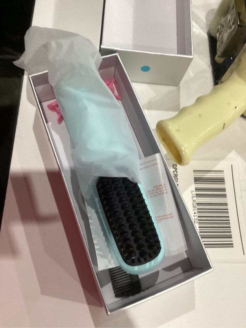 Condition photo showing As Is for go brush pro - 2025 upgrade portable straightener brush for travel, cordless hair straightener comb for women, blue