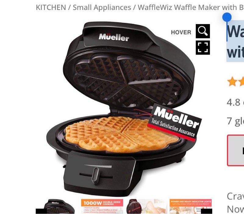 WaffleWiz Waffle Maker with Browning Lever