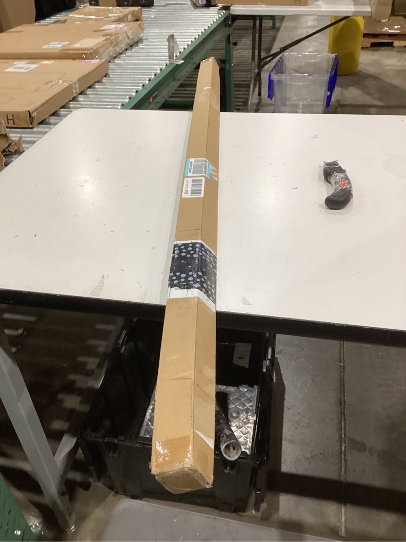 Condition photo showing New/Like New for Shower Curtain Rod 56-104 Inch, 1"Diameter Spring Long Adjustable Tension Curtain Rods for Bathroom Windows Closet No Drilling No Rust, Black Black A1. 56-104Inch, No Assembly