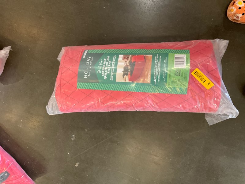 Condition photo showing As Is for holiday living large heavy duty red christmas tree storage bag 9-12ft 