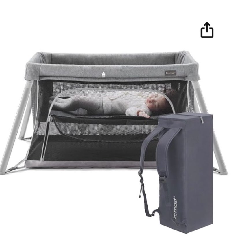 gromast 2 in 1 portable travel crib for toddler, foldable crib for baby, lightweight playpen collaps