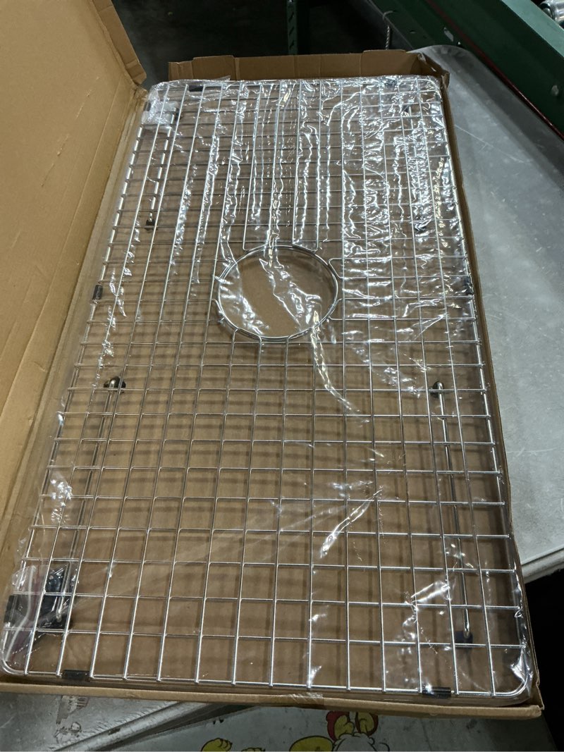 Condition photo showing Good Condition for serene valley sink bottom grid 27-9/16" x 14-7/16", centered drain with corner radius 3/8", sink protector svh2815c