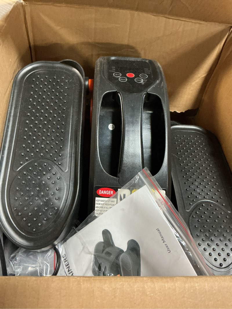 Condition photo showing As Is for under desk elliptical, electric seated pedal exerciser, quiet & compact mini ellipse leg exerciser with display monitor, remote control and 12 adjustable speeds, elliptical machine for home orange