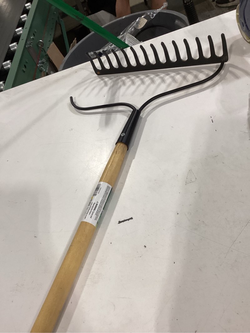 Condition photo showing As Is for expert gardener wood bow rake