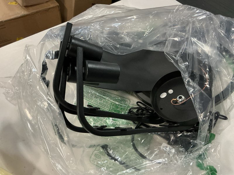 Condition photo showing As Is for 21'' Black Farmhouse Chandeliers for Dining Room, Vintage Industrial Large Drum Chandelier, Rustic Round Coastal Pendant Light Fixtures Adjustable Hanging for Kitchen Island Foyer Hallway - 5 Light Black 5-Lights