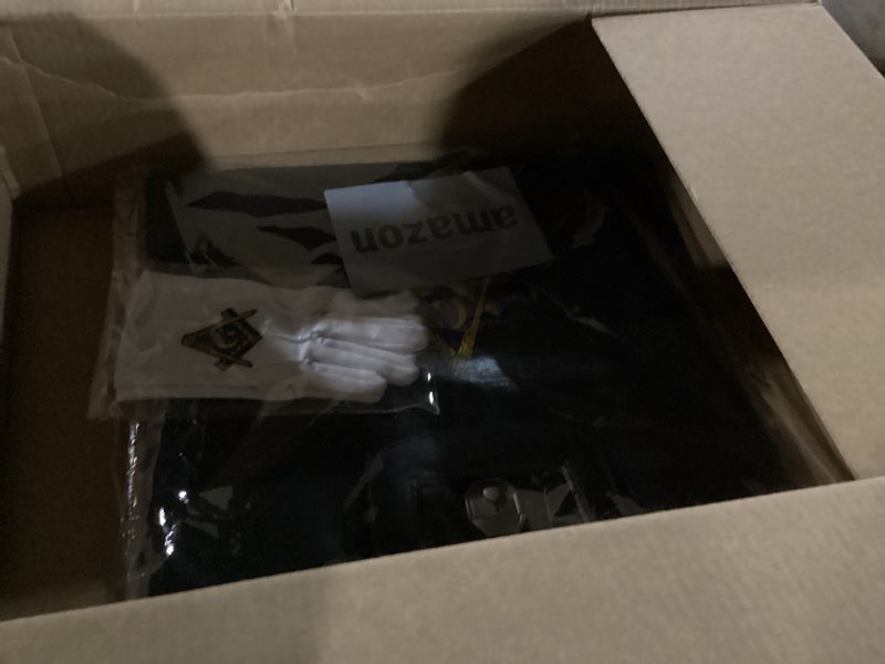 Condition photo showing New/Like New for Masonic Embroidered Square And Compass Black Master Mason Soft Apron Case - Blue Lodge MM/WM Provincial Size 16 Inches x 18 Inches With Free Embroidered Cotton Gloves(Premium Regalia)