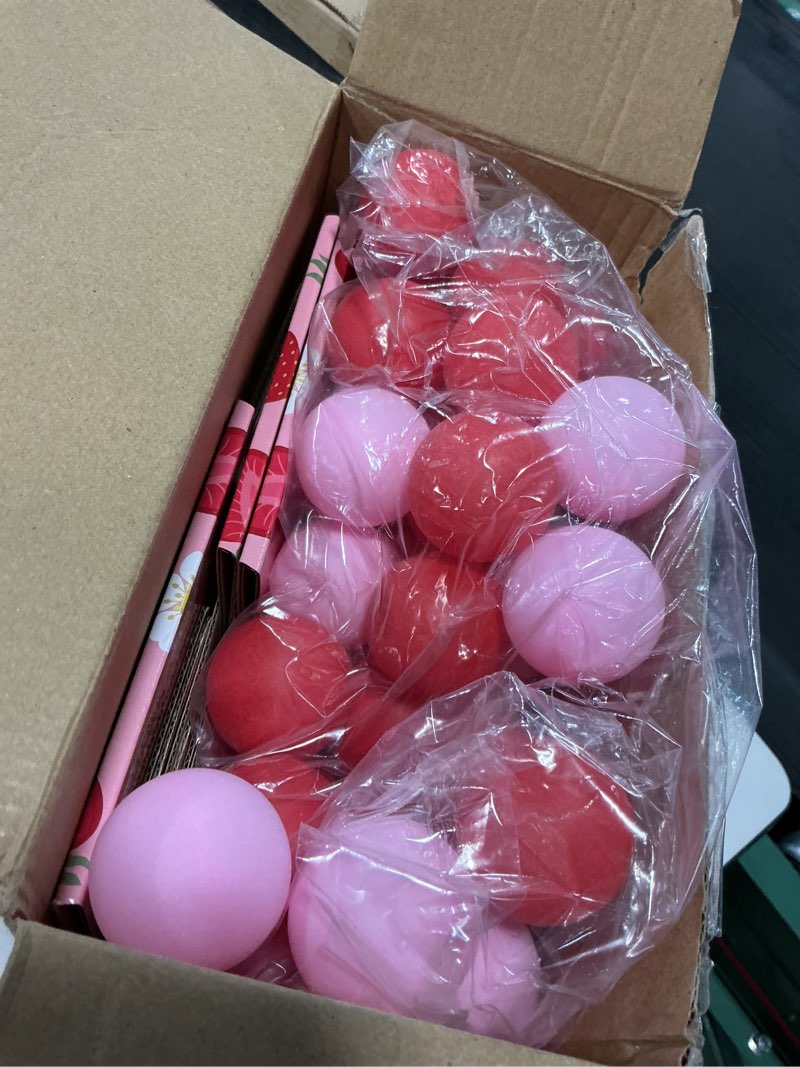 Condition photo showing Good Condition for 4 sets strawberry baby shower game pink shaking swing balls included 4 shake box & 4 belt & 80 ball funny adult novelty twerk activities gender reveal games party for outdoors indoors pink strawberry