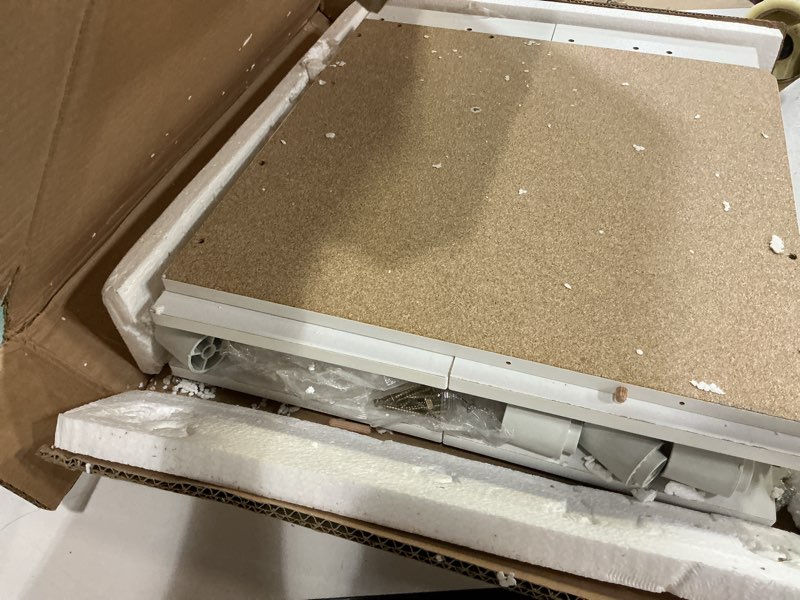 Condition photo showing As Is for furinno peli litter box enclosure, solid white solid white cube