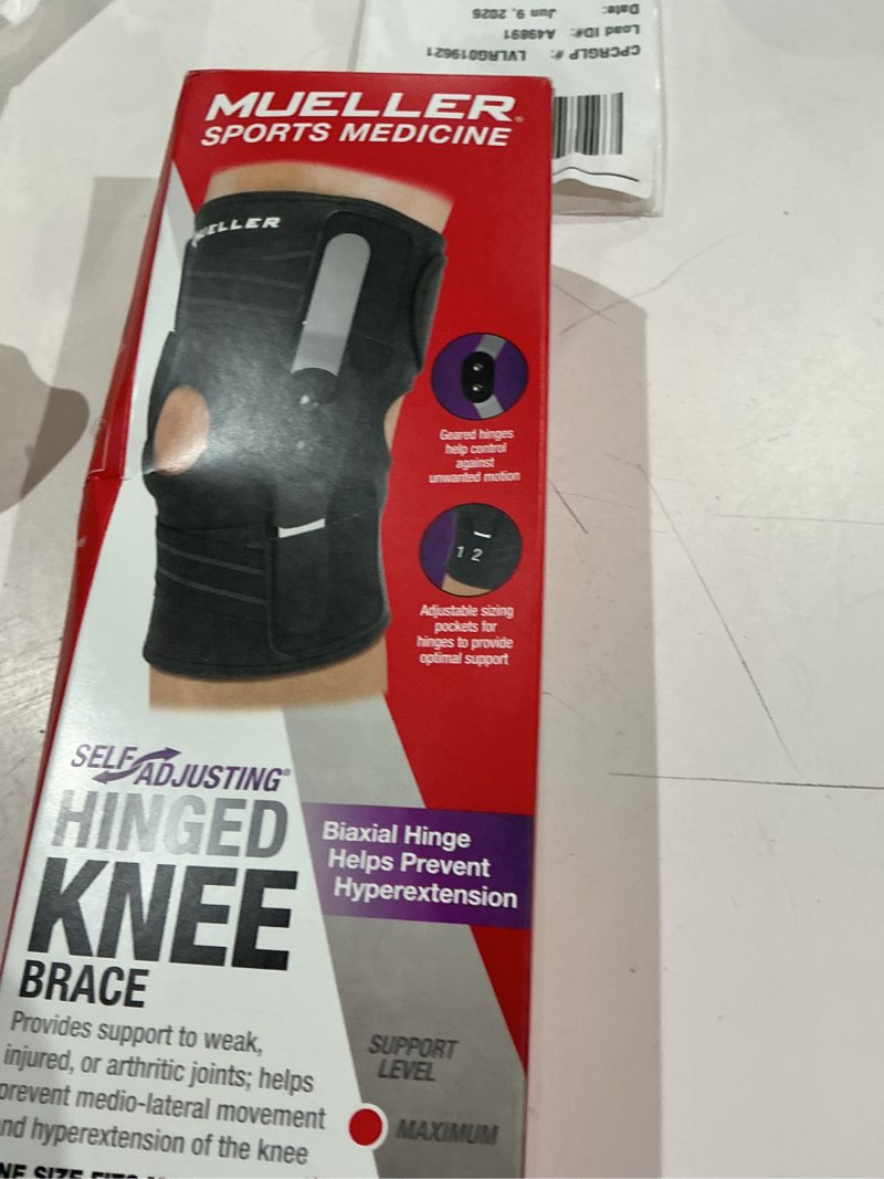 Condition photo showing Good Condition for mueller adjustable hinged knee brace, black, one size fits most
