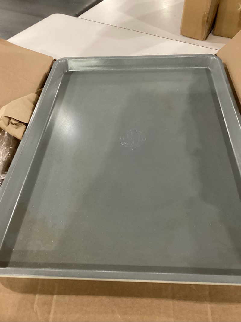Condition photo showing As Is for sur la table kitchen essentials bake sale large 18 x 13 inch pfa free ceramic nonstick cookie/baking sheet - linen white baking sheet (18" x 13") linen white