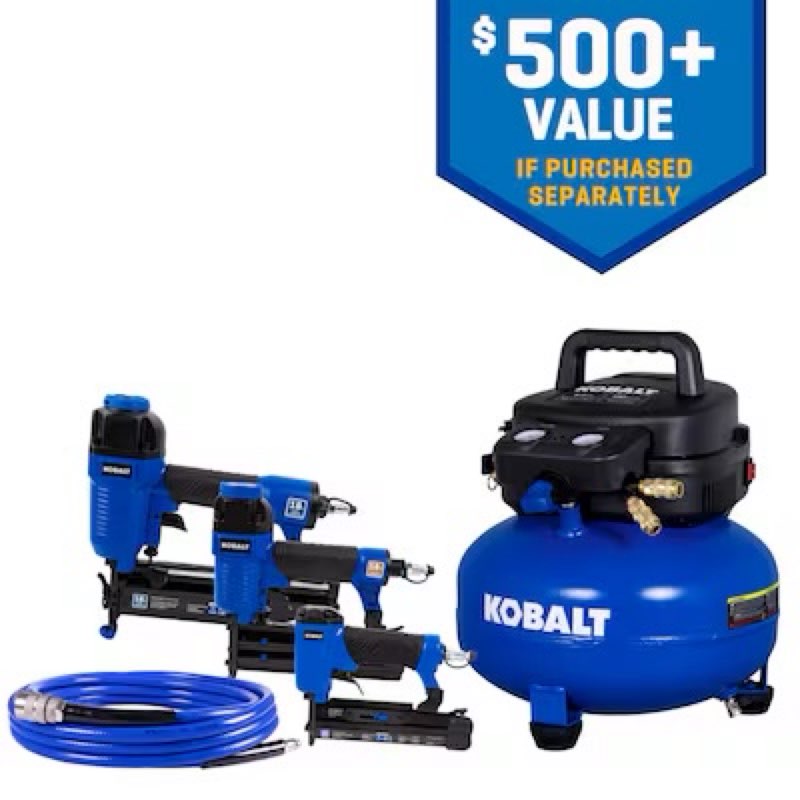 Kobalt 6-Gallon Portable Electric 150 PSI Pancake Air Compressor with Accessories