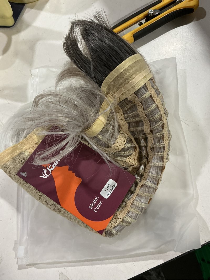 Condition photo showing New/Like New for kaneles short grey wigs for women curly wig with bangs fluffy natural looking old lady synthetic costume daily party cosplay use