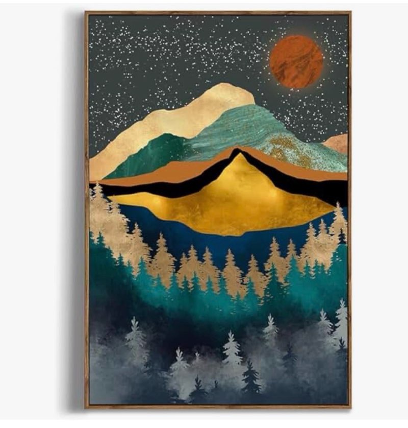 Boho Wall Art for Bedroom - Large Oversize Unframed Rolled Canvas 24x36 Living Room - Modern Boho Mo