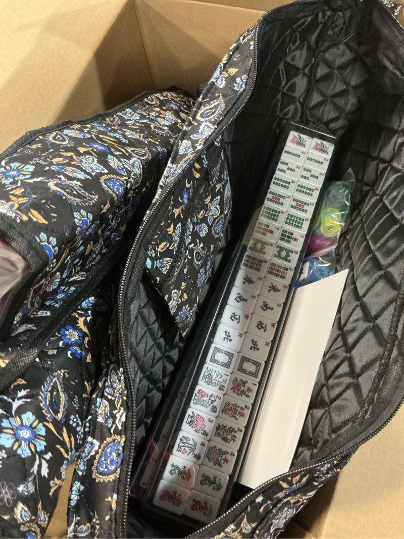 Condition photo showing Good Condition for jongyance american mahjong set with blue paisley bag, 166 white tiles