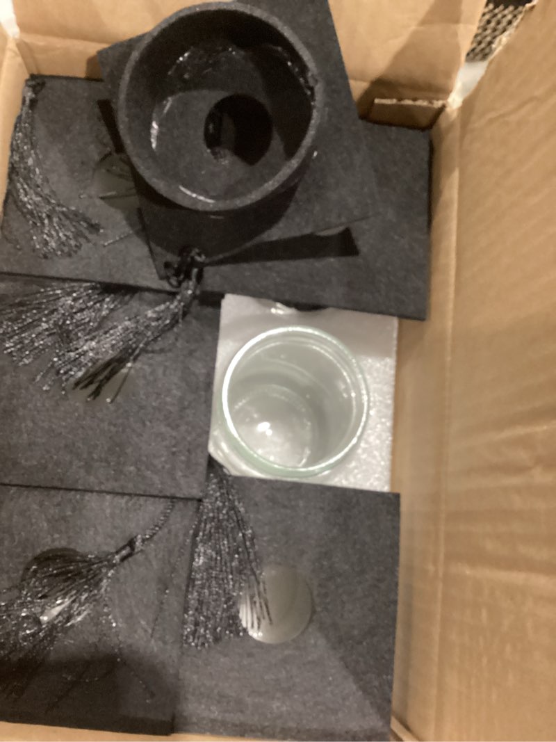 Condition photo showing Good Condition for 6 sets 2026 graduation centerpieces for tables, mason jar centerpieces with graduation cap with hole for flowers, class of 2026 table decorations, congrats party supplies for college high school