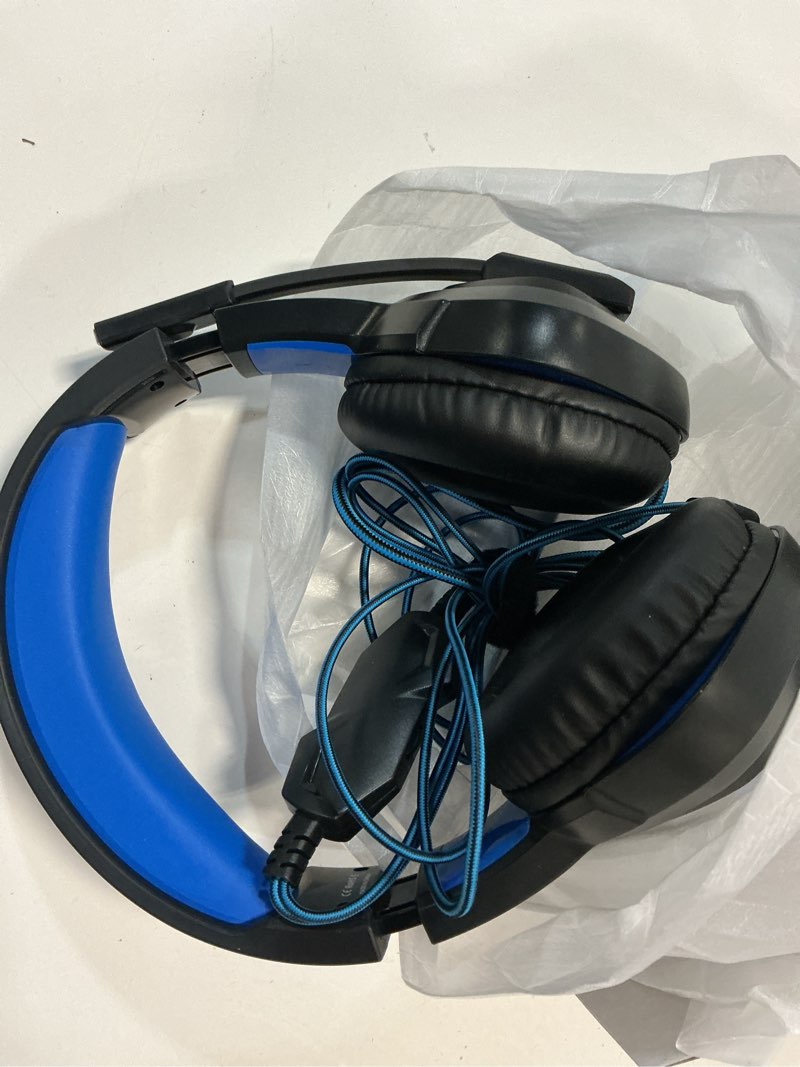 Condition photo showing Good Condition for ziumier gaming headset for pc, ps4, ps5, xbox one, xbox series s/x, switch, noise canceling microphone, stereo surround sound, 3.5mm wired gaming headphones blue