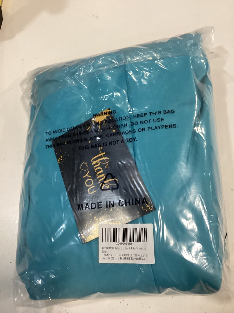 Condition photo showing Good Condition for mastercanopy patio umbrella 9 ft replacement canopy for 8 ribs-turquoise canopy only 8ribs 9ft turquoise