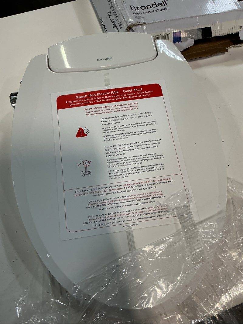 Condition photo showing Good Condition for brondell bidet toilet seat non-electric swash ecoseat, fits elongated toilets, white - dual nozzle system, ambient water temperature - bidet with easy installation