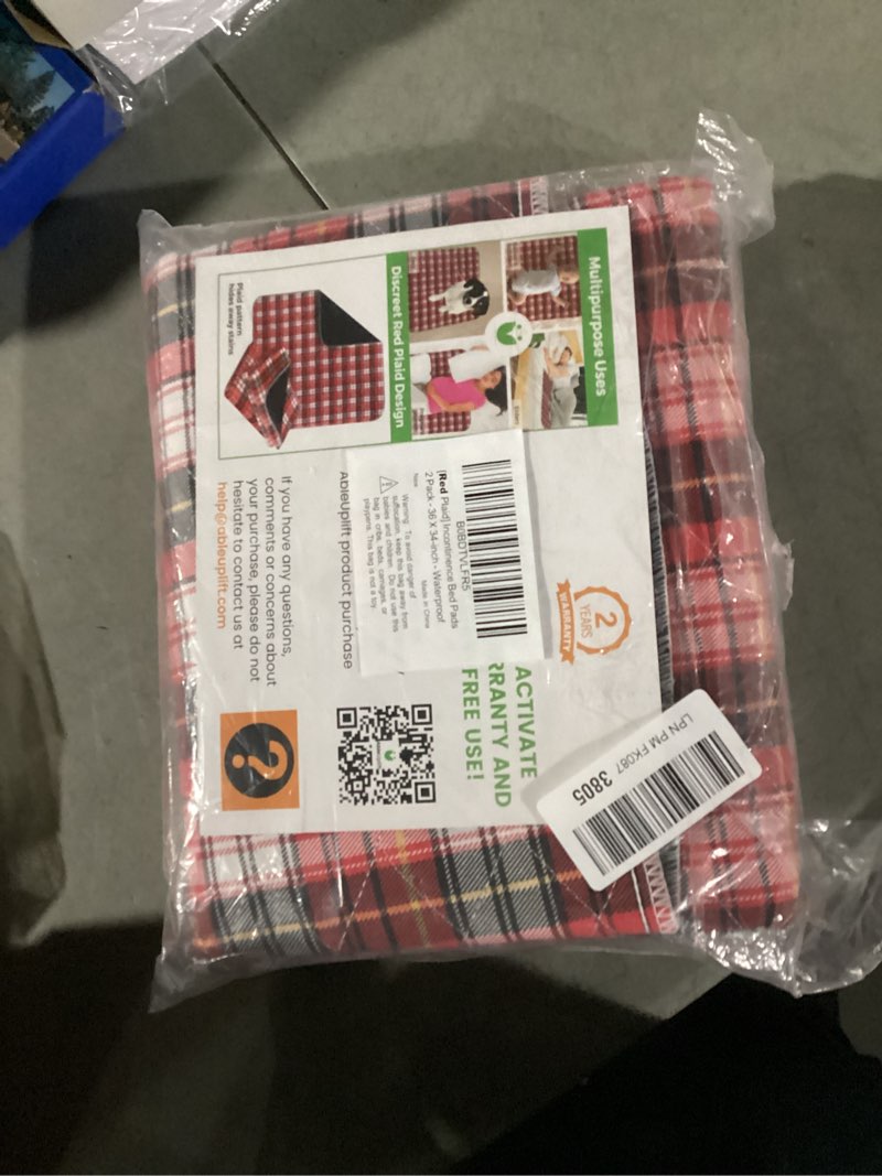 Condition photo showing New/Like New for Non-Slip Incontinence Bed Pads - (2 Pack) 36 x 34-inch - Washable and Reusable Bedwetting Waterproof Mattress Protector for Adults, Elders, Pets, Potty Training - Plaid Underpad