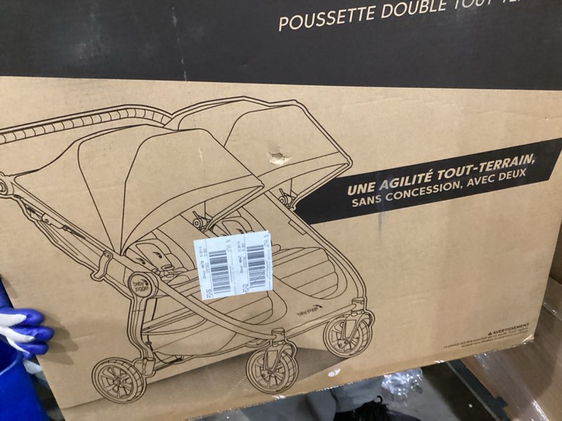 Condition photo showing New/Like New for Baby Jogger City Mini GT2 All-Terrain Double Stroller Jet Black Perfect for Newborn and Toddler Compatible with Britax Cybex Graco and Maxi Cosi Infant Car Seats Double Stroller Black