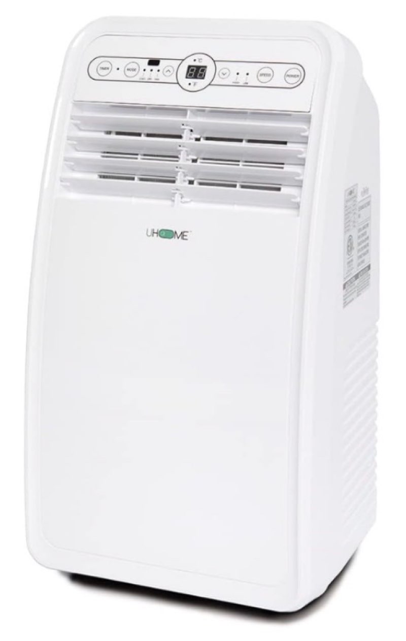 uhome portable air conditioner, 8000 btu compact ac unit with cooling, dehumidifier, fan, remote control and window mount kit included, white