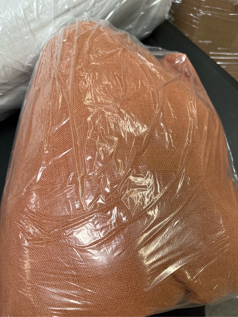 Condition photo showing Good Condition for vintage wash european linen bed cover, full/queen, terracotta