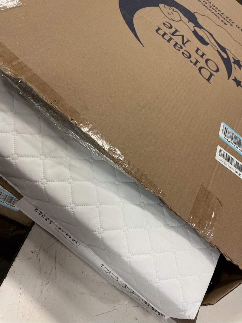 Condition photo showing Good Condition for dream on me holly 2-in-1 mini crib mattress, dual-sided infant & toddler, waterproof cover, greenguard gold certified, 38” x 24” x 3”, fits mini & select portable cribs, not for playards