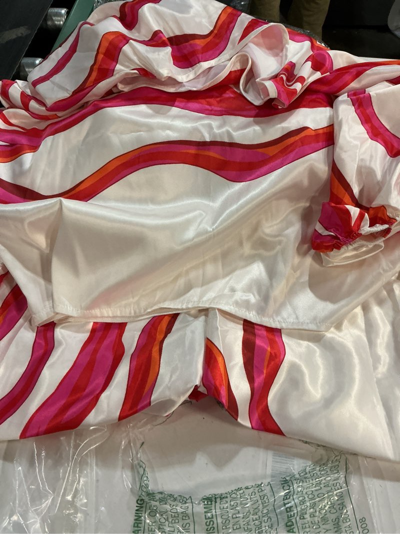 Condition photo showing Good Condition for (size:s)reaseral womens fall loose 2 piece outfits off shoulder printed long sleeve casual going out wide leg pants set tennis small rose